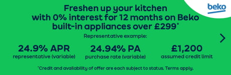 Освежите свою кухню с нулевой процентной ставкой на 12 месяцев на встраиваемую технику Beko на сумму от 29 фунтов стерлингов.9
